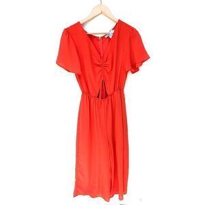 NWT Favlux Orange Coral Keyhole Cut OutJumpsuit